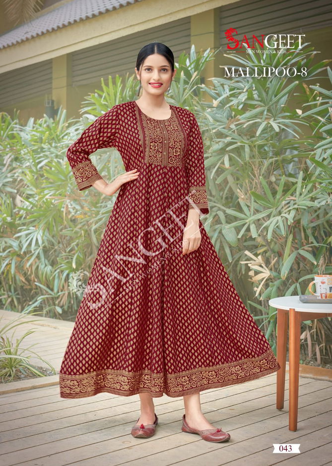 Sangeet Mallipoo 8  Anarkali Kurti Catalog